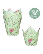 Boho Green Roses Cupcake Liners
