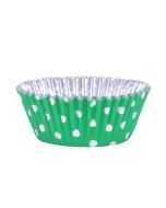 Foil Lined Green Polka Dot Cupcake Liners