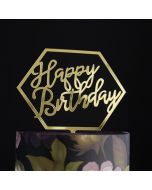 Acrylic Mirrored Birthday Topper Hexagon Gold