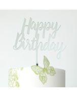 Acrylic Mirrored Birthday Topper Silver