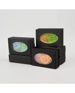 Oval Window Cookie Boxes Black (Set of 10)