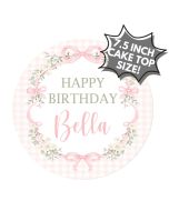 Customizable Icing Sheet Pink Birthday Gingham CAKE SIZE