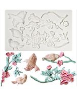 Relief Mold Blossoming Branches & Birds