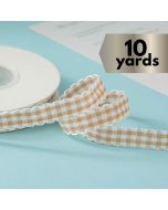 Ribbon Scallop Edge Khaki Gingham