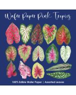 Wafer Paper Pink Tropical Leaves