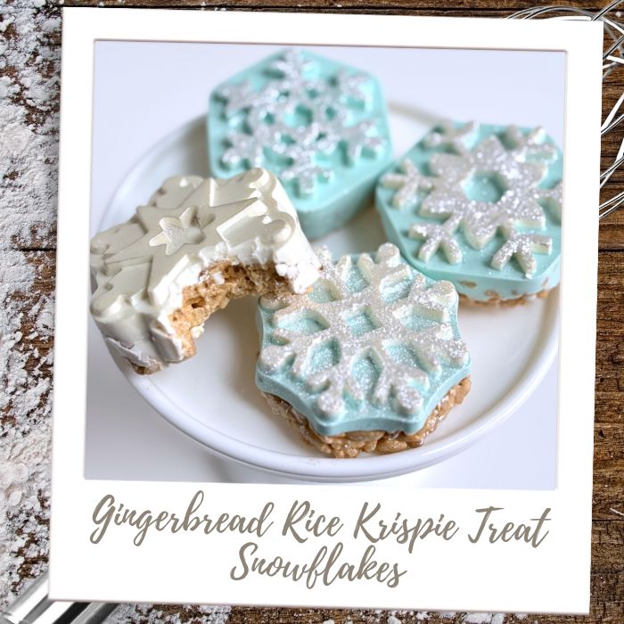 Gingerbread Rice Krispie Treat Snowflakes Brownies & Bars