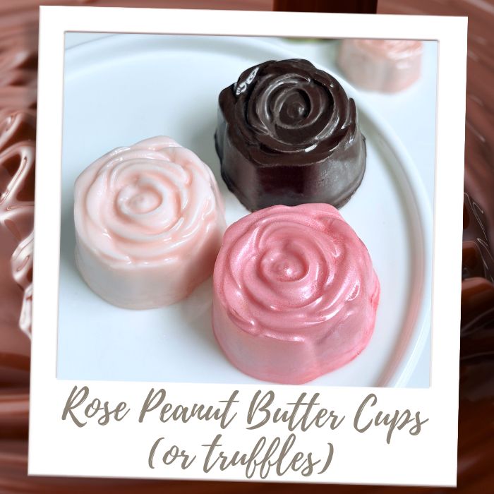 Rose Peanut Butter Cups or Truffles Molded Filled Chocolates