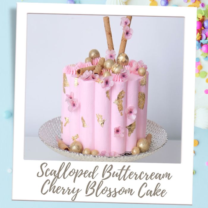 Scalloped Buttercream Cherry Blossom Cake Birthday