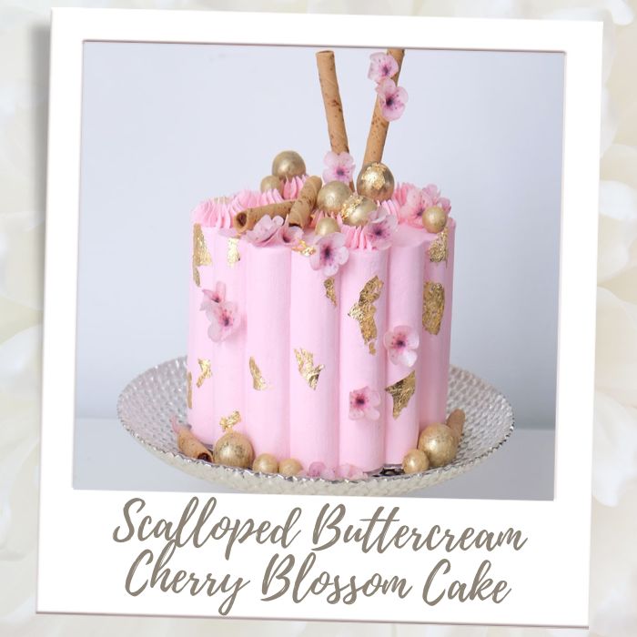 Scalloped Buttercream Cherry Blossom Cake Mother's Day