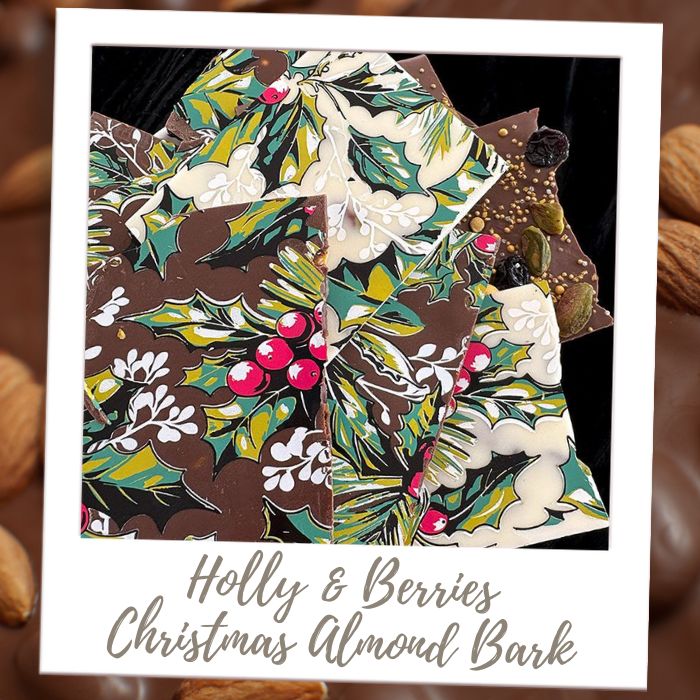 Shop By Treat - Fancy Chocolate Bark - Holly & Berries Christmas Bark