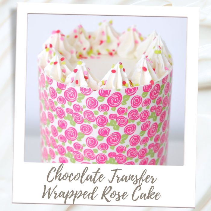 Shop By Treat Type - Cakes - Chocolate Transfer Rose Cake 