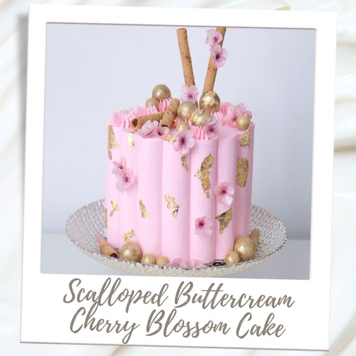 Shop By Treat Type - Cakes - Scalloped Buttercream Cherry Blossom Cake